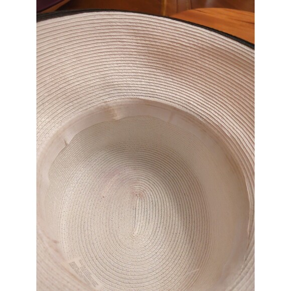 Betmar New York Vintage White 100% Straw Rolled Brim Roses Hat Style  G4395 main image 4